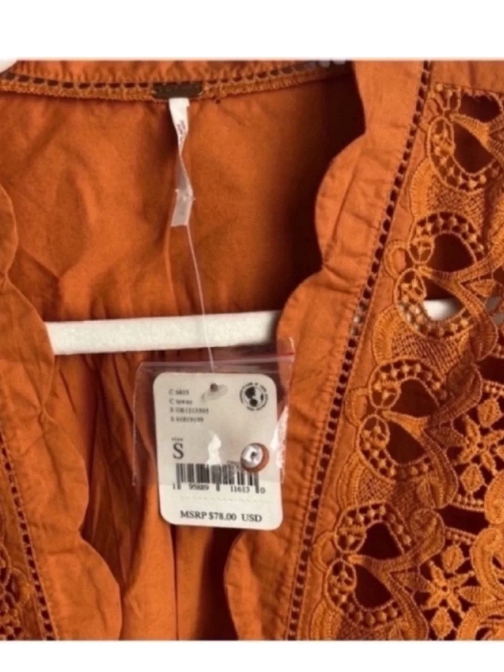NWT Free People Louella Embroidered crop Top